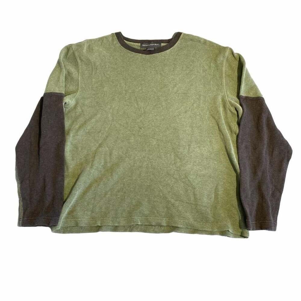 Banana Republic Thermal Long Sleeve Shirt Size L Green Brown